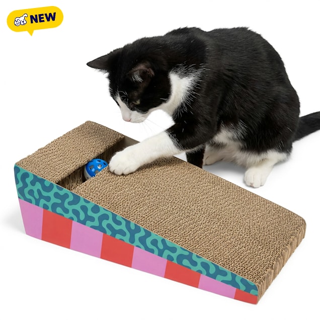 EveryYay Leaning Cat Scratcher with Ball Track, 18" L X 9.25" W X 5" H - Carousel image #1