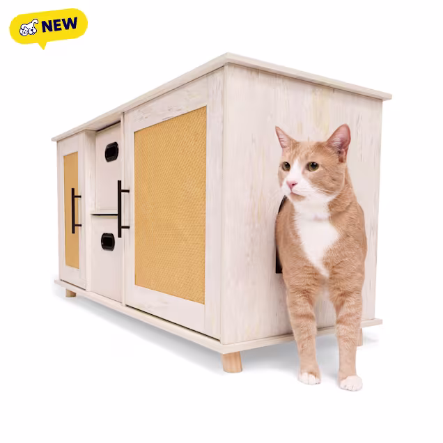 Petco Hidden Litter Box and 2 Cat Condo Cabinet, 44.5" L X 18.9" W X 23.6" H - Carousel image #1