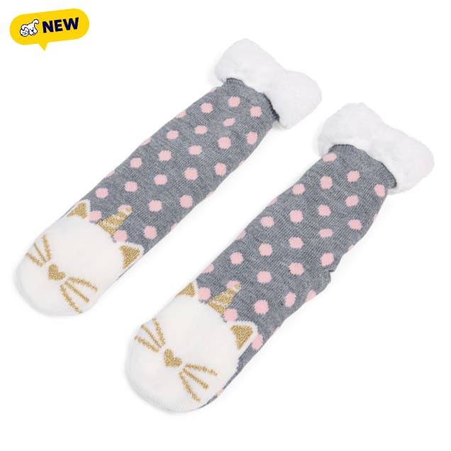 Petco Polka Dot Fuzzy Adult Socks, One Size - Carousel image #1