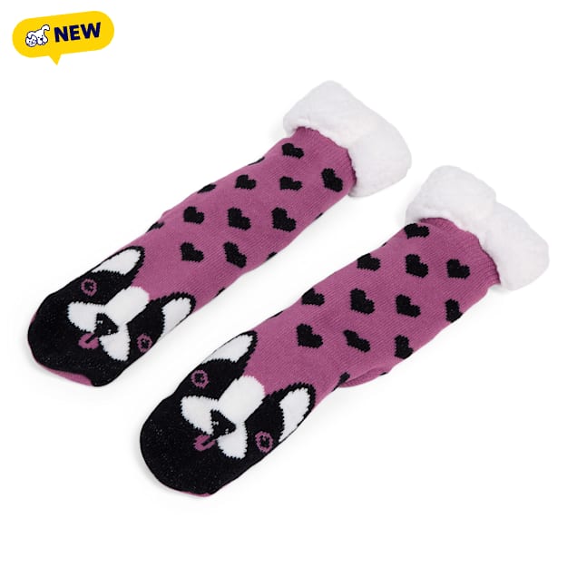 Petco Purple Heart Fuzzy Adult Socks, One Size - Carousel image #1
