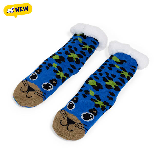 Petco Blue Animal Print Fuzzy Adult Socks, One Size - Carousel image #1