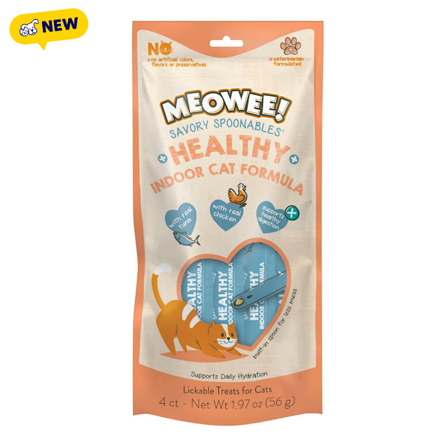 Meowee! Savory Spoonables Healthy Indoor Cats Treats, 0.49 oz., Count of 4 - Carousel image #1