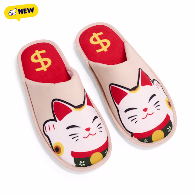 Petco Fortune Cat Adult Slippers, Small/Medium - Carousel image #1