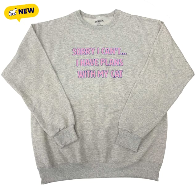 Zanden Plans With My Cat Adult Unisex Sweatshirt, Small - Carousel image #1