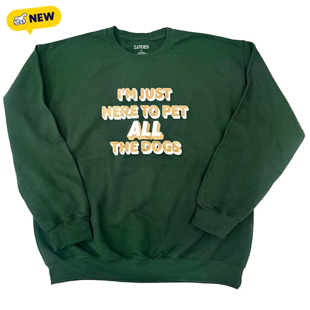 Zanden Just Here to Pet Dogs Adult Unisex Sweatshirt, Small - Carousel image #1