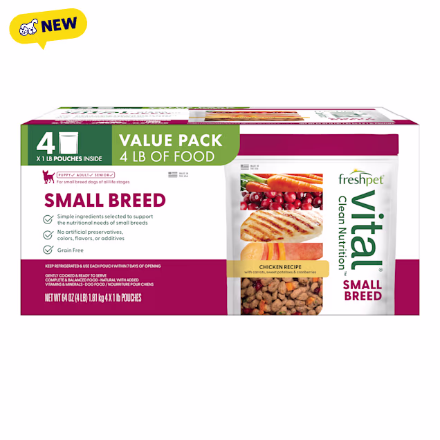 Freshpet Vital Fresh Grain Free Small Breed Chicken Recipe Value Pack Dog Food, 1 lbs., Pack of 4 - Carousel image #1
