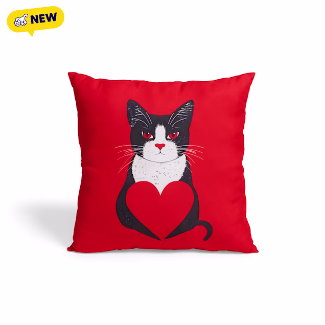Petco Cat Heart Throw Pillow, 14" L X 14" W X 3.5" H - Carousel image #1