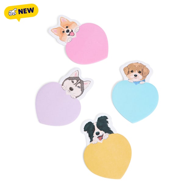 Petco Puppy Heart Sticky Note Pad, 30 Sheets, Assorted - Carousel image #1
