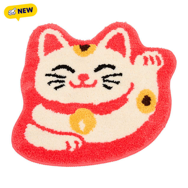 Petco Red Fortune Cat Washable Rug, 19" L x 18" W x 0.39" H - Carousel image #1