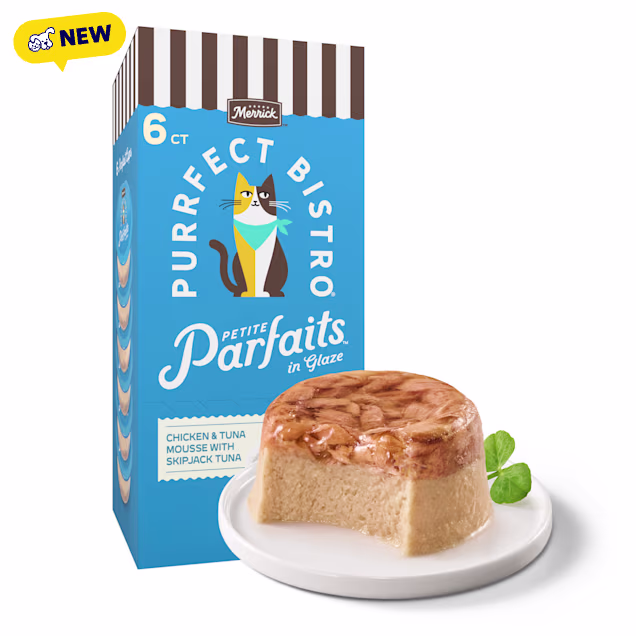 Merrick Purrfect Bistro Petite Parfaits Chicken and Tuna Mousse in Glaze Gravy for Wet Cat Treats, 6.3 oz., Count of 6 - Carousel image #1