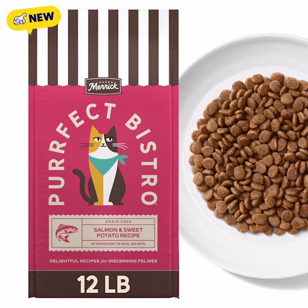 Merrick Purrfect Bistro Grain Free Salmon & Sweet Potato Recipe Natural Dry Cat Food for Adult Cats, 12 lbs. - Carousel image #1