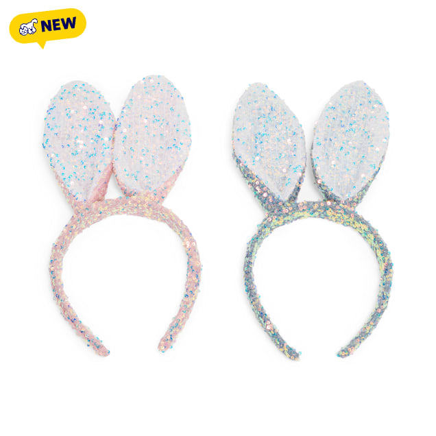 Petco Sequin Adult Bunny Ear Headband, Assorted Colors - Carousel image #1