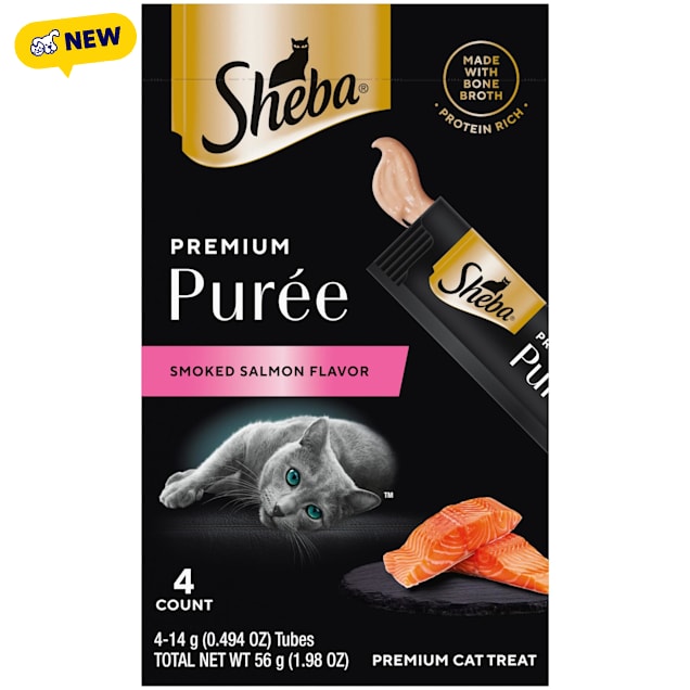Sheba Premium Puree Lickable Smoked Salmon Flavor Cat Treats, 0.5 oz., Count of 4 - Carousel image #1
