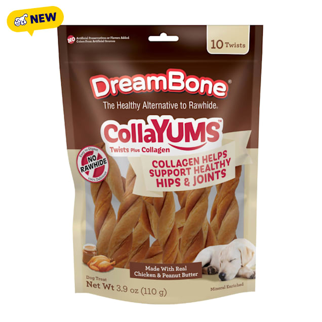 DreamBone CollaYUMS Twists Plus Collagen Chews for Dogs, 3.9 oz., Count of 10 - Carousel image #1