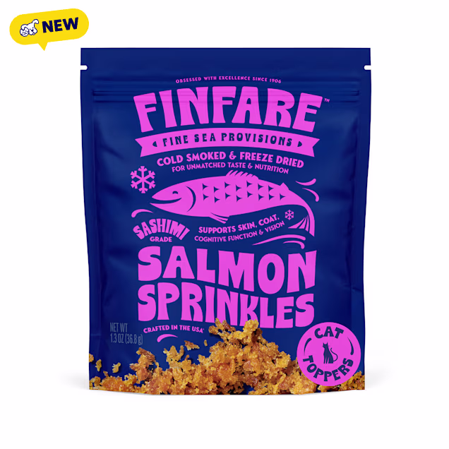 Finfare Freeze Dried Smoked Salmon Sprinkles Topper, Crafted in USA Cat Treats, 1.3 oz. - Carousel image #1