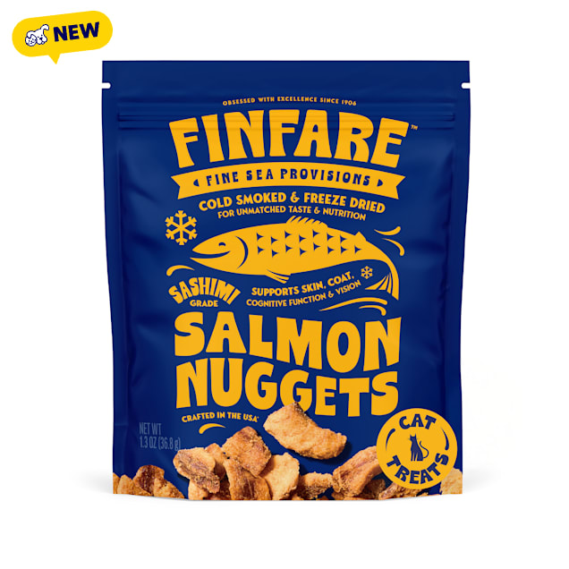 Finfare Freeze Dried Smoked Salmon Nugget, Crafted in USA Cat Treats, 1.3 oz. - Carousel image #1