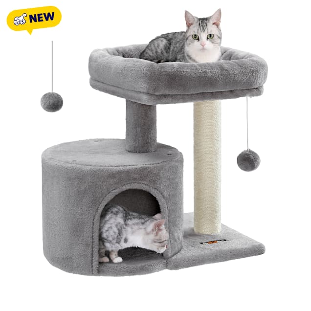 SONGMICS HOME Cat Tree Tower with Sisal Scratching Post, Padded Perch for Kittens & Small Spaces, Light Grey - Carousel image #1