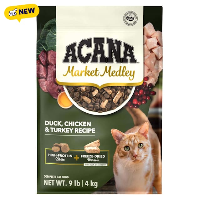 ACANA Market Medley Duck, Chicken & Turkey Recipe with Freeze-dried Morsels Duck and Cranberry Cat Food, 9 lbs. - Carousel image #1