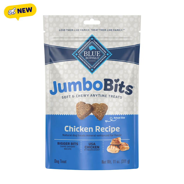 Blue Buffalo Jumbo Bits Soft & Chewy Anytime Treats Mineral Enhanced for Flavor Chicken Recipe Natural Dog Treats, 11 oz. - Carousel image #1