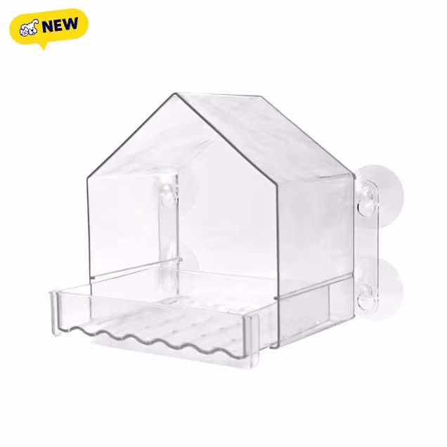 Nature's Way Clear View Plastic Window Bird Feeder 2 Cup Capacity 6.5", Clear,  5" L X 8.25" W X 7.125" H - Carousel image #1