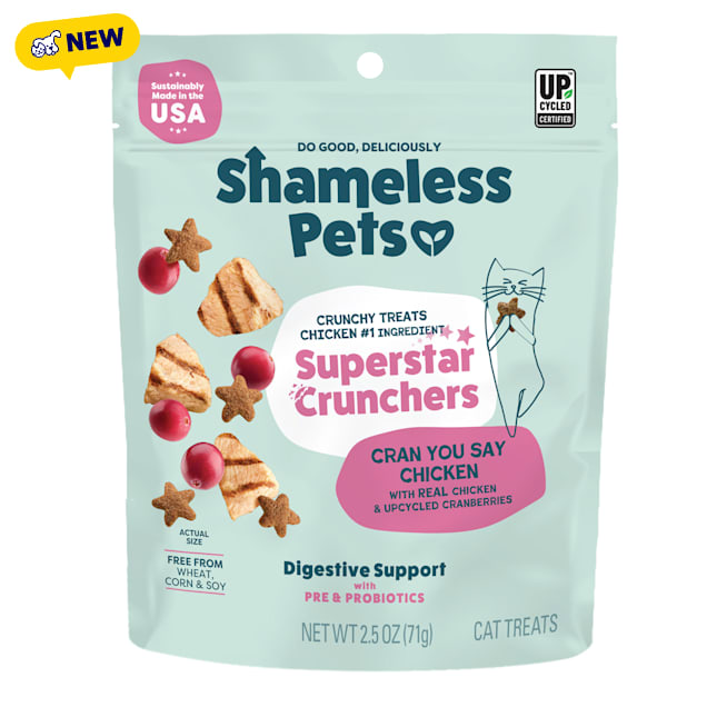 Shameless Pets Superstar Crunchers Cran You Say Chicken Chicken & Cranberry Recipe Crunchy Cat Treats, 2.5 oz. - Carousel image #1