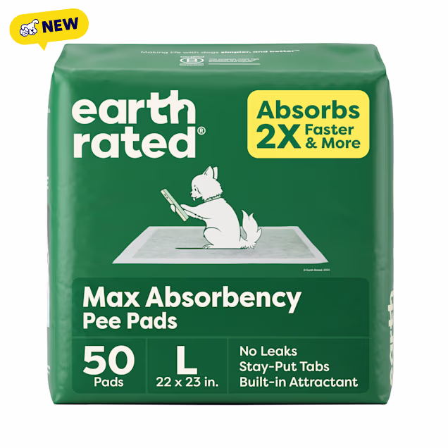 Earth Rated Max Absorbency, 2X Faster & More, Leak-Proof Dog Pee Pads, 22" X 23", Large, Count of 50 - Carousel image #1