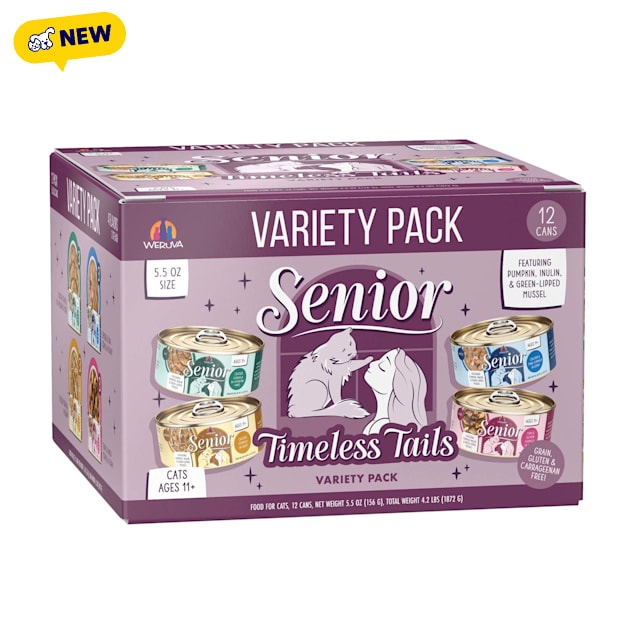 Weruva Senior Timeless Tails Variety Pack Wet Cat Food, 5.5 oz., Count of 12 - Carousel image #1