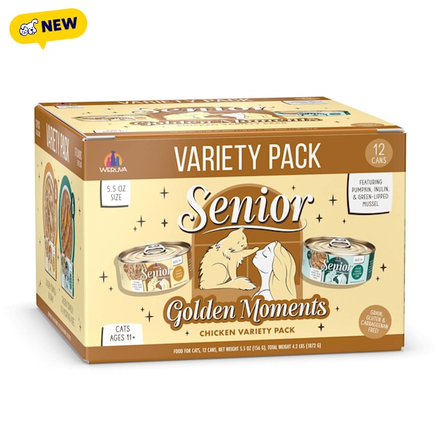 Weruva Senior Golden Moments Variety Pack Wet Cat Food, 5.5 oz., Count of 12 - Carousel image #1