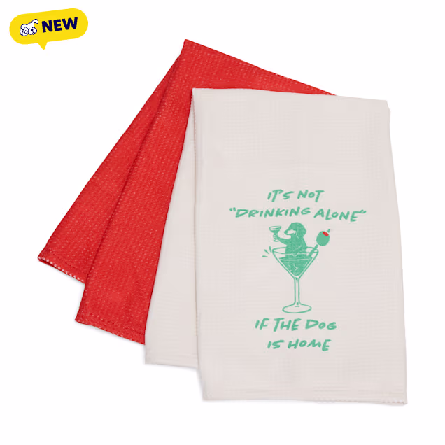 Petco "Not Drinking Alone" Kitchen Towel Set, Set of 2 - Carousel image #1