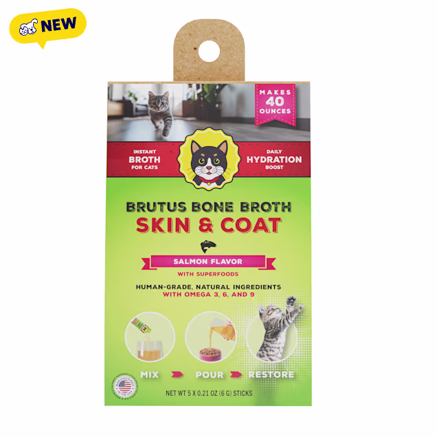 Brutus Bone Broths Skin & Coat Salmon Flavor with Omegas 3, 6, 9 Cat Food Topper, 1.05 oz. - Carousel image #1