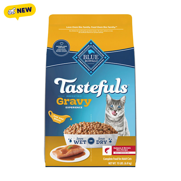 Blue Buffalo Tastefuls Irresistible Gravy Experience Salmon & Brown Rice Recipe Adult Indoor Cat Dry Food, 15 lbs. - Carousel image #1