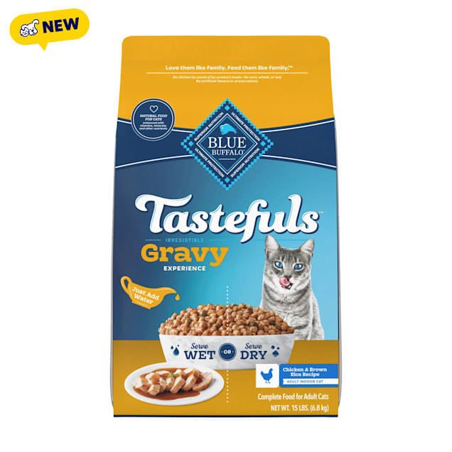 Blue Buffalo Tastefuls Irresistible Gravy Experience Chicken & Brown Rice Recipe Adult Indoor Cat Dry Food, 15 lbs. - Carousel image #1