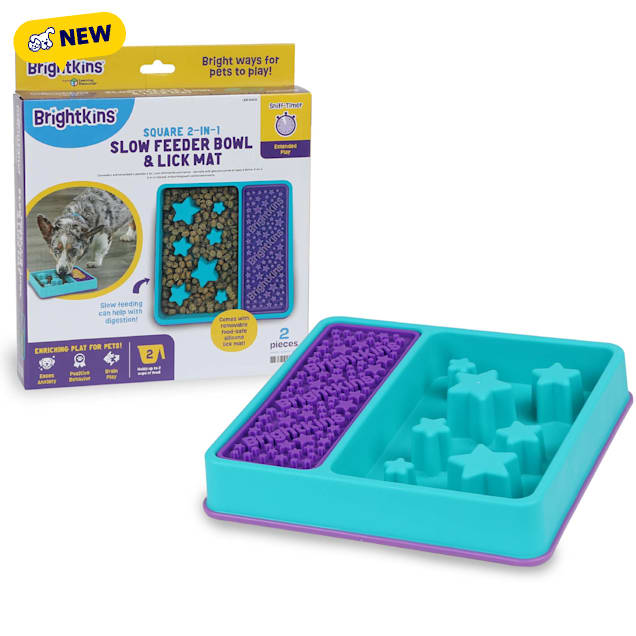 Brightkins Square 2-IN-1 Slow Feeder Bowl & Lick Mat, Medium - Carousel image #1