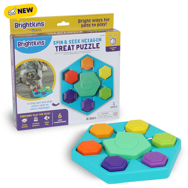 Brightkins Spin & Seek Hexagon Treat Puzzle, Medium | Petco