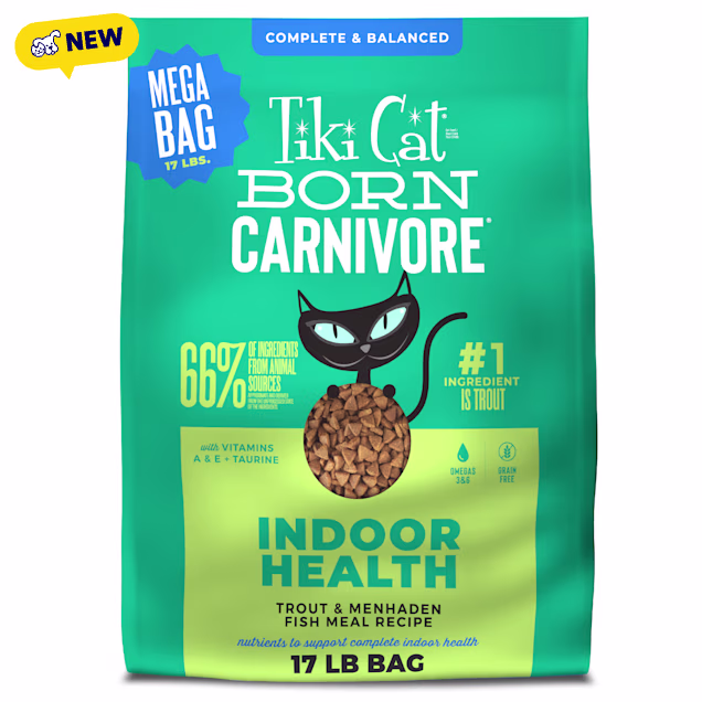 Tiki Cat Born Carnivore Trout & Menhaden Fish Meal Indoor Health Dry Cat Food, 17 lbs. - Carousel image #1