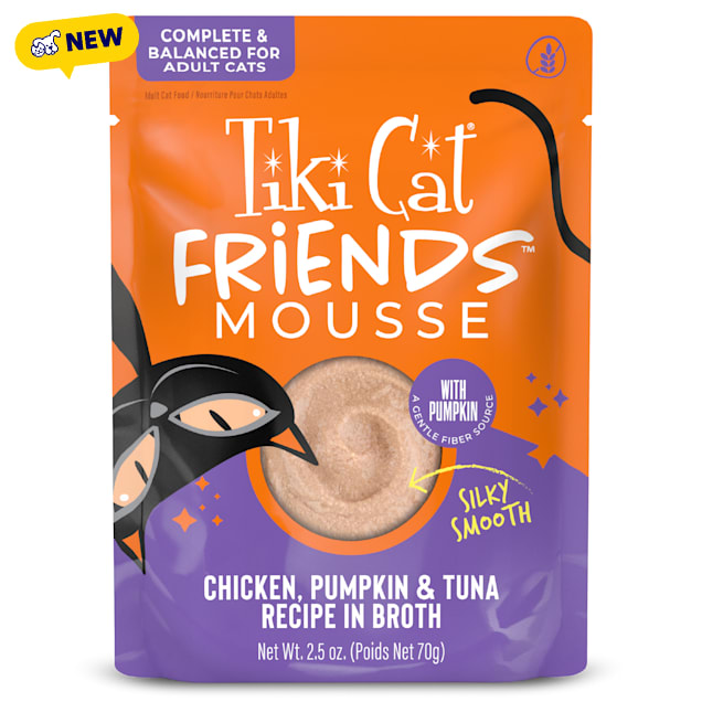 Tiki Cat Friends Mousse Chicken, Pumpkin & Tuna Recipe in Broth Cat Food, 2.5 oz., Case of 12 - Carousel image #1