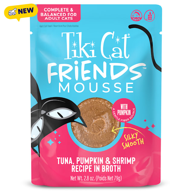 Tiki Cat Friends Mousse Tuna, Pumpkin & Shrimp Cat Food, 2.8 oz., Case of 12 - Carousel image #1