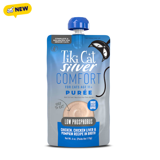 Tiki Cat Silver Chicken & Chicken Liver Comfort Puree Wet Cat Food, 6 oz., Case of 6 - Carousel image #1