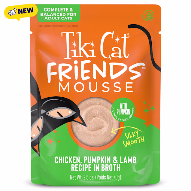Tiki Cat Friends Mousse Chicken, Pumpkin & Lamb Recipe in Broth Cat Food, 2.5 oz., Case of 12 - Carousel image #1