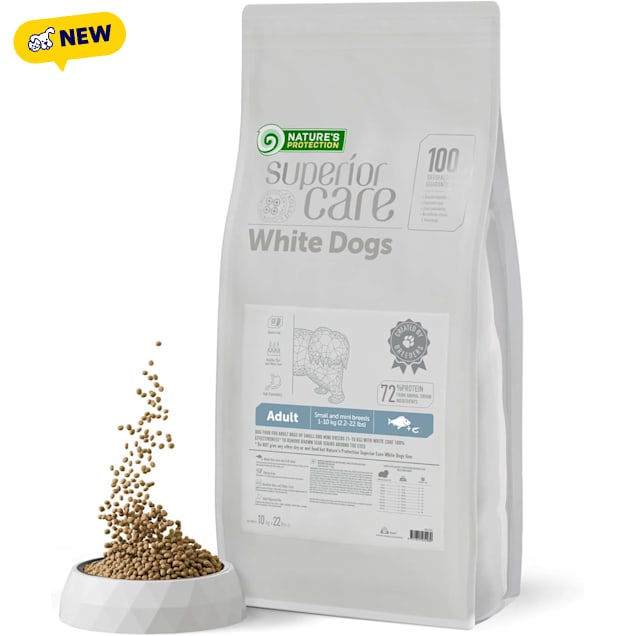 Nature's Protection Superior Care White Dogs Grain Free Adult Small and Mini Breeds White Fish Dry Dog Food, 22 lbs. - Carousel image #1