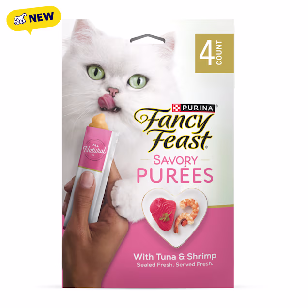 Purina Fancy Feast Savory Purees with Tuna & Shrimp Lickable Cat Treats, 1.4 oz., Count of 4 - Carousel image #1