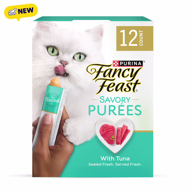 Purina Fancy Feast Savory Purees with Tuna Lickable Cat Treats, 0.35 oz., Count of 12 - Carousel image #1