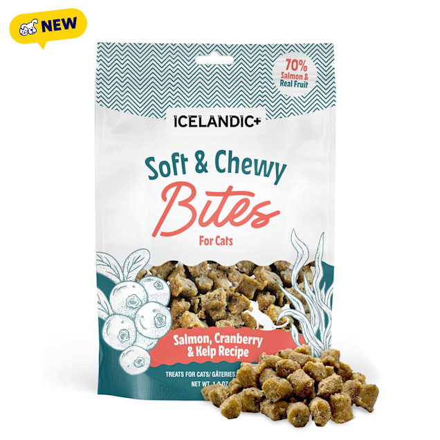 Icelandic+ Salmon & Cranberry Soft & Chewy Bites for Cats, 1.8 oz. - Carousel image #1