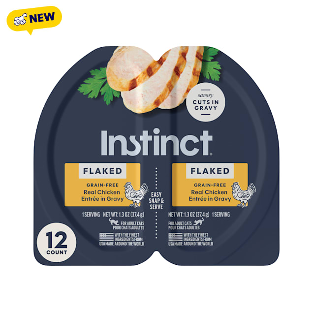 Instinct Flaked Split Cup Real Chicken Entree in Gravy Grain-Free Wet Cat Food, 2.64.oz., Case of 12 - Carousel image #1
