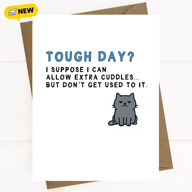 Sweet Paws x Five Dot Post Tough Day Cuddle Cat Greeting Card - Carousel image #1