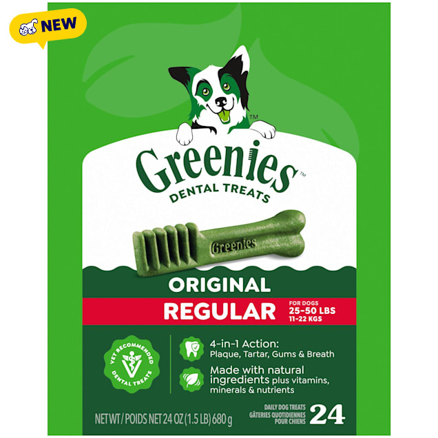 Greenies Dental Original Regular Size Flavor Adult Natural Dental Dog Treats, 24 oz., Count of 24 - Carousel image #1