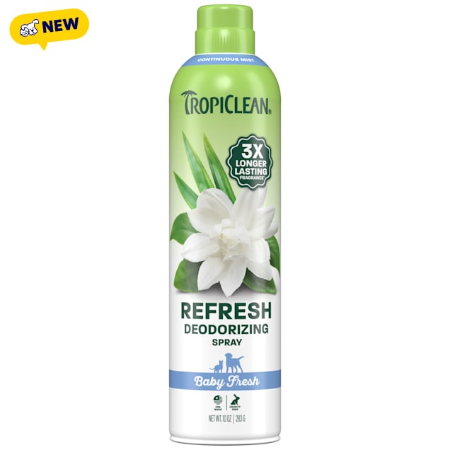 TropiClean Dog Perfume, 3X Long-Lasting Scent Baby Fresh Scented Dog Deodorizing Spray, 10 oz. - Carousel image #1