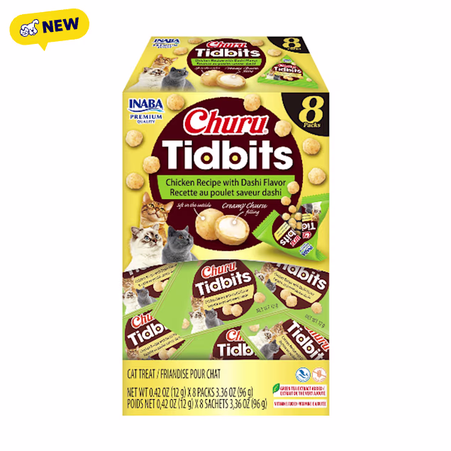 Inaba Churu Chicken Recipe with Dashi Flavor Tidbits Cat Food, 0.42 oz., Count of 8 - Carousel image #1