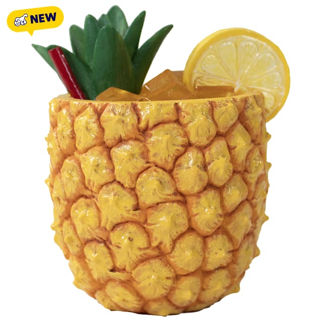 Penn Plax Tide & Treasure Pineapple Drink, Yellow, Small - Carousel image #1