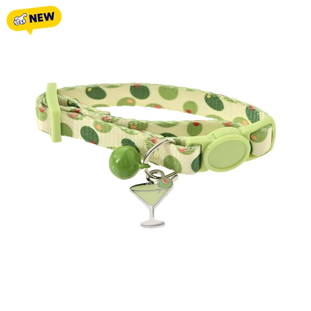 Max & Marlow Olive Martini with Buckle Cat Collar, Green, Medium/Large - Carousel image #1